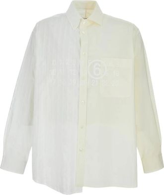 Maison Margiela Numeric Asymmetric Shirt - Heren - Casual Overhemden - Wit - M - Katoen - Overhemden