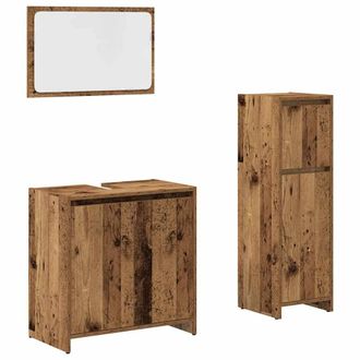 Berkfield Home 3 Piece Bathroom Furniture Set Old Wood Engineered Wood in Brown