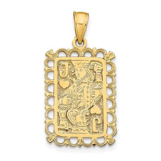 Diamond2Deal 14k Yellow Gold Jack of Hearts Playing Card Charm Pendant