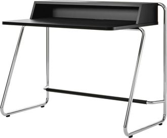 Thonet S 1200 Sekret&auml;r, Chrom / Korpus Esche schwarz gebeizt / Tischplatte Esche schwarz gebeizt