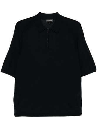 Emporio Armani fine-knit polo shirt - Blue