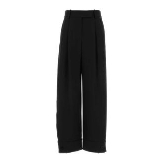 Giorgio Armani Wide Trousers, female, Black, Size: XS Wide-leg Crepe Pant