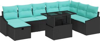 vidaXL Conjunto De Sof&aacute; De Jard&iacute;n 9 Uds. Rat&aacute;n Sint&eacute;tico Vidaxl