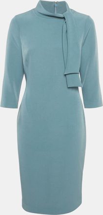 Badgley Mischka Light Blue Crepe Bow Detail Mini Dress