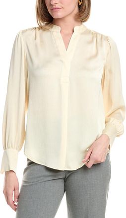 Anne Klein V-Neck Satin Pleat Front Blouse
