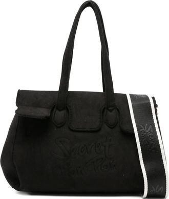Secret Pon Pon logo-embossed tote bag - women - Calf Suede - One Size - Black