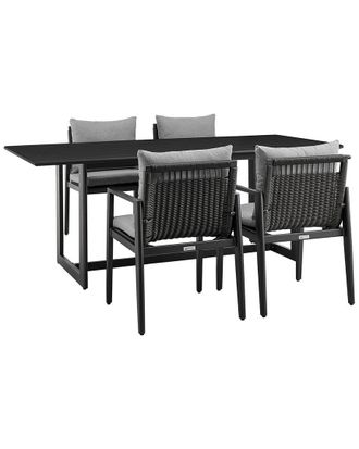 Armen Living Cayman Outdoor Patio 5pc Dining Table Set