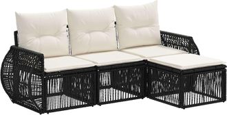 vidaXL Conjunto De Sof&aacute;s De Jard&iacute;n 4 Uds. Negro Y Blanco Crema Vidaxl