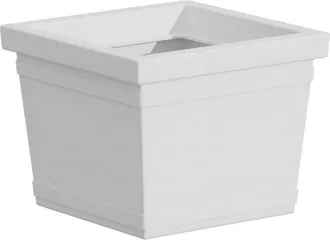 Monacis Jarr&oacute;n Cuadrado Decorativo Cl&aacute;sico Tradicional De 48x48 Cm Y 38 Cm De Alto, Fabricado En Pol&iacute;mero Blanco Resistente Para Plantas De Jard&iacute;n Y Terraza