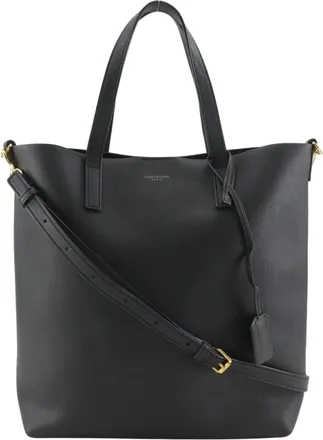 Saint Laurent Black Leather Handbag Tote Bag (Pre-Owned)