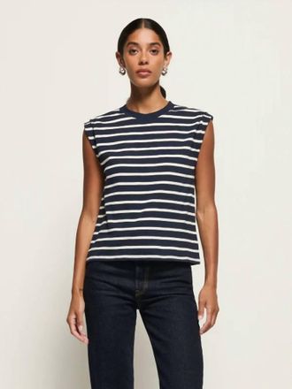 Nation Ltd Marina Muscle Tee In Navy And White