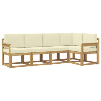 vidaXL Conjunto De Sof&aacute;s De Exterior Con Coj&iacute;n 5 Pcs Blanco Y Crema Vidaxl