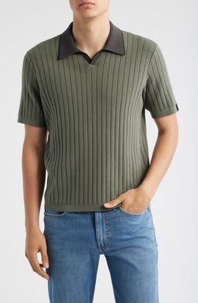 Rag & Bone Sanford Rib Johnny Collar Polo in Pavement at Nordstrom Rack, Size X-Large