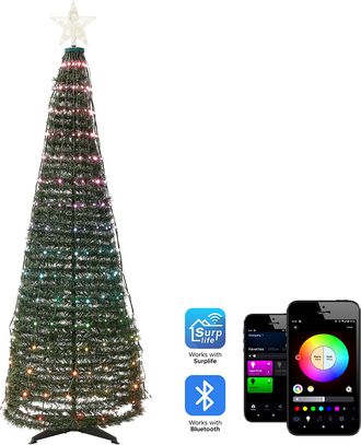 Beliani Beliani - Rbol De Navidad Led Con Temporizador E Interruptor Verde 188 Cm Saarloq