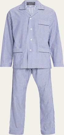 Bergdorf Goodman Mens Striped Cotton Pajama Shirt
