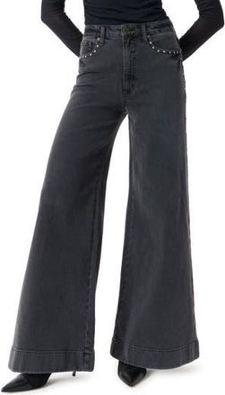 Robert Rodriguez Studded High Waist Palazzo Jeans in Obsidian at Nordstrom Rack, Size 10