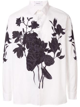 Ports V Shirt met bloemenprint - Wit