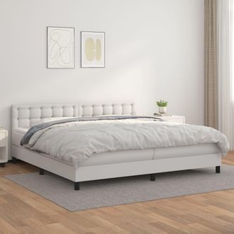 vidaXL Vidaxl - Cama Box Spring Con Colch&oacute;n Cuero Sint&eacute;tico Blanco 200x200 Cm