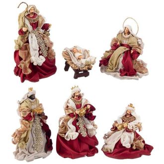 BIZZOTTO Nativit&agrave; completa in tessuto Fastosa Bordeaux statue per presepe natalizio -Small