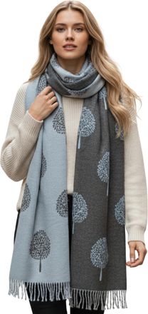 The Accessory Co. Cashmere Tree Life Blanket Scarf - Reversible, Warm Womens Pashmina Shawl, Winter Wrap, Tree of Life Print, Large Ladies Scarves, Womens Gift (Baby Bl