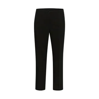 Kaffe Curve Black Deep Straight Leg Trousers - female - Kaffe Curve - Slim-fit Trousers - Black - 3XL - Trousers