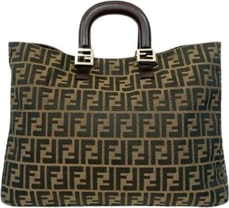 Fendi Pre-owned Tote Bags, female, Brown, Size: ONE SIZE Pre-owned Canvas Tote Bag
