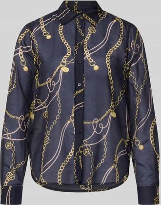 GANT Bluse mit Seide-Anteil und Kentkragen in Marine, Gr&ouml;&szlig;e 34