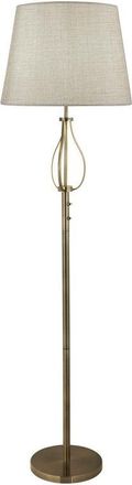 Searchlight Searchlight - Vegas - 1 Light Floor Lamp Antique Brass, Grey Shade, E27
