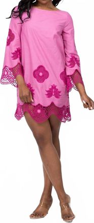 Misa Gallica Dress In Fuchsia Embroidered Lace