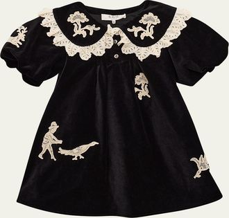 Sea New York Girls Mika Lace Applique Velveteen Dress