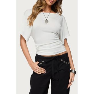 Edikted Abriana Ruched Waist Top in White at Nordstrom, Size X-Small