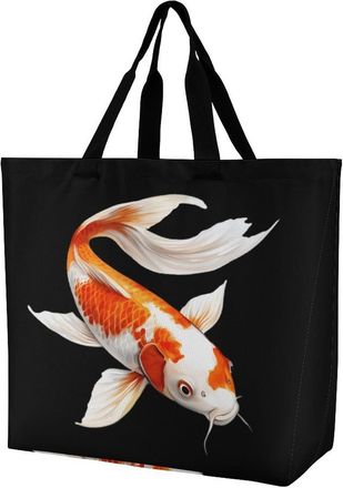 Generic Japanese Fish Tote Bag Reusable Grocery Shopping Bags Large Travel One Shoulder Handbag for Picnic Work