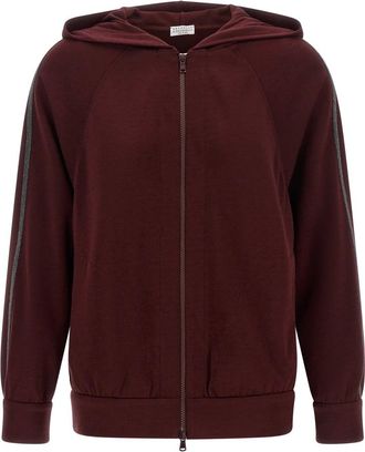 Brunello Cucinelli Monile Zip-up Hoodie - female - Brunello Cucinelli - Zip-throughs - Red - L - Sweatshirts & Hoodies