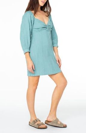 Roxy Moonlight Shores Long Sleeve Babydoll Dress in Mineral Blue at Nordstrom Rack, Size Medium