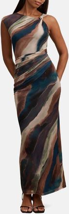Ever New Karina Knotted One Shoulder Mesh Maxi Dress in Maren Abstract at Nordstrom, Size 10
