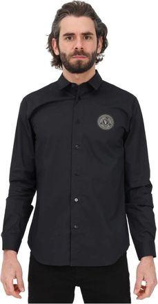 Versace Jeans Couture Stampa Patch V-Emb Gold Shirt - Heren - Casual Overhemden - Zwart - L - Katoen - Overhemden