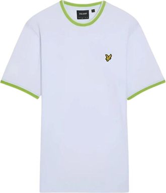 Lyle & Scott Tipped Crew Neck T-Shirt - Heren - Tops - Wit - Maat: L Katoen
