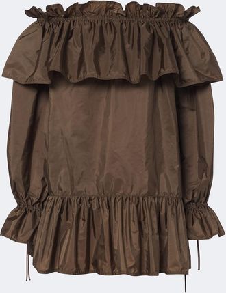 Saint Laurent Ruffled poplin minidress