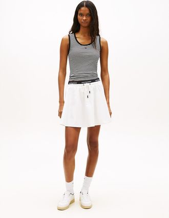 Tommy Hilfiger Womens Tommy Jeans Logo Tape Mini Skirt - White - M