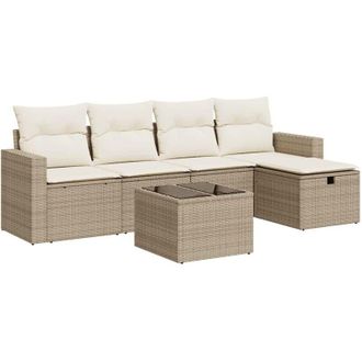 vidaXL Vidaxl - Set Divano da Giardino 6 pz con Cuscini Beige in Polyrattan
