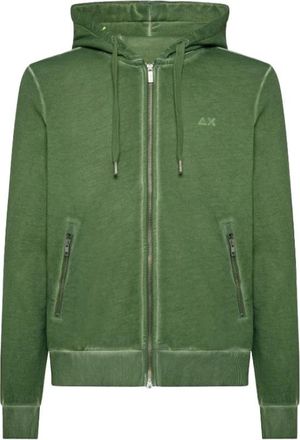 Sun 68 Groen Katoenen Hoodie Special Dye Shirt - Heren - Vesten met rits - Groen - M - Katoen - Hoodies & sweatvesten