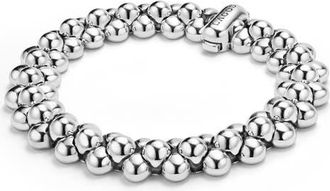 Lagos Caviar Bubbly Three-Row Beaded Statement Bracelet in Sterling Silver at Nordstrom, Size 7