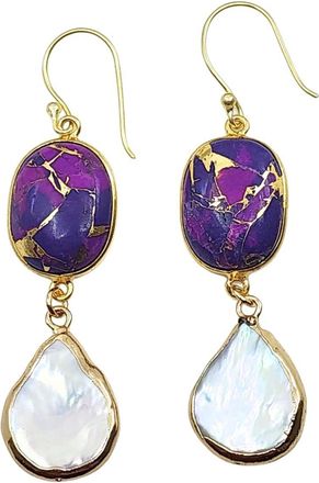 A Blonde and Her Bag Rome Earring in Purple Mojave and Pearl