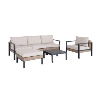 Sweeek Conjunto de muebles de jard&iacute;n en aluminio y resina, 5 plazas