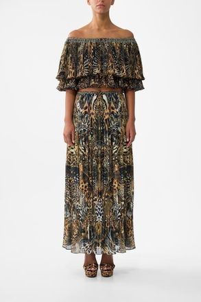 Camilla Pleated Midi Skirt in Feline Folklore at Nordstrom, Size X-Large Au