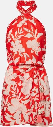 Poupette St Barth Manon floral halterneck cotton minidress