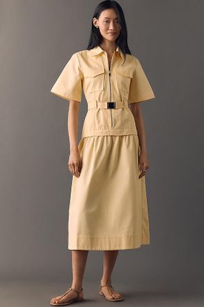 Aligne Pearl Organic Cotton Belted Midi Dress