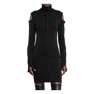 Thom Krom Kleedjes, Dames, Zwart, XS, Katoen, Zwarte Jersey Jurk met Uitgesneden Details