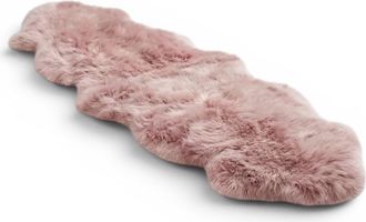 Infinity Leather Genuine Sheepskin Rosa Pink Double Natural Fluffy Silky Soft Real Wool Rug