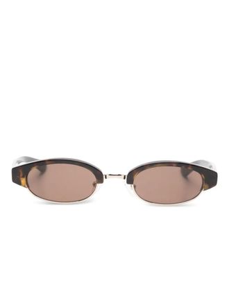 Alexander McQueen Eyewear Zonnebril met ovalen montuur - Bruin